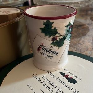 NEW IN BOX, Williams-Sonoma Vintage Postcard mugs. Set of 4.